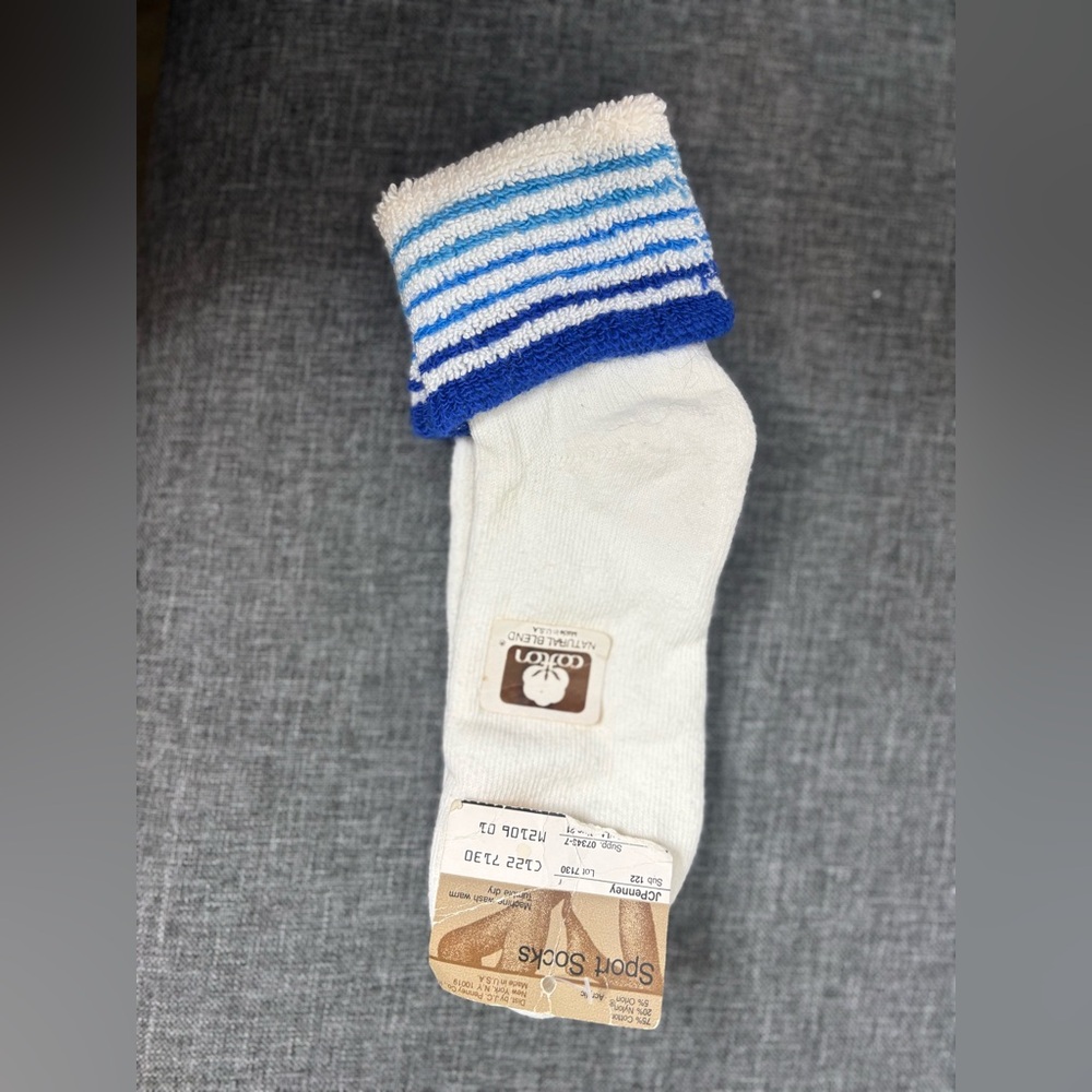 Vintage JCPenney Blue and White Striped Socks